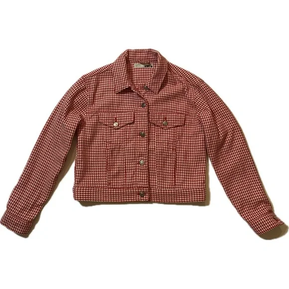 Topshop Red Houndstooth Jacket | US 6 UK 10 - Picture 3 of 13
